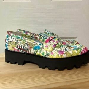 Franco Sarto Balin Floral Preppy Lug Sole Chunky Penny Loafers Size 9.5